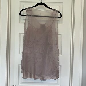 Alberta Ferretti Sheer Mauve Tank w/ Silk Tank Underlay Size 8